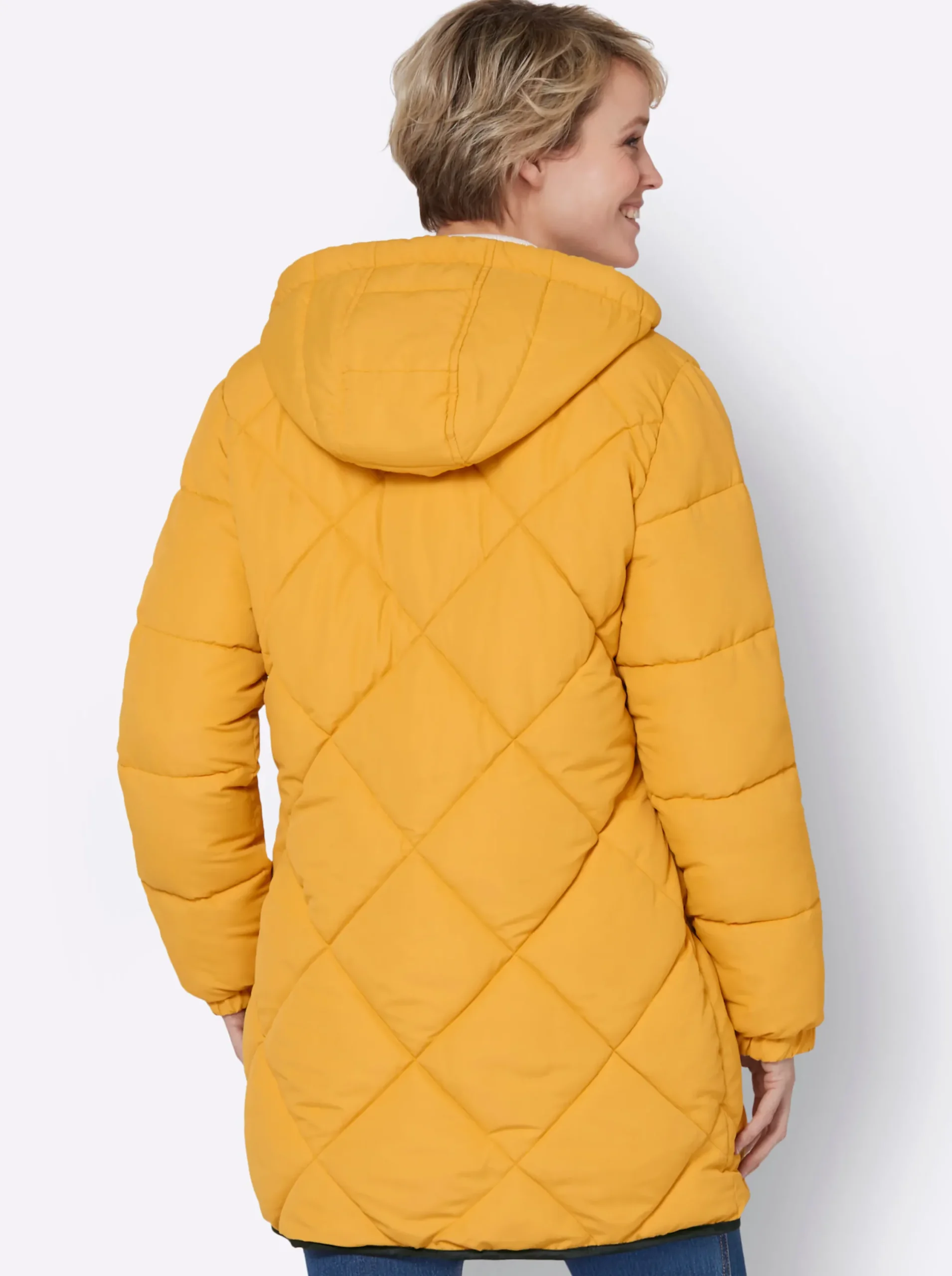 Jacken| Longjacke mit elastischen Bündchen ocker