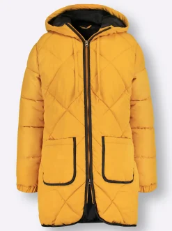 Jacken| Longjacke mit elastischen Bündchen ocker