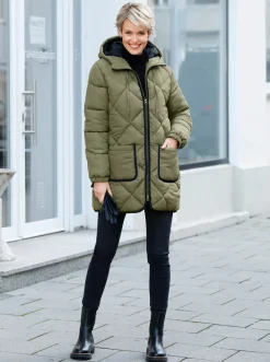 Jacken| Longjacke mit elastischen Bündchen khaki