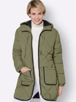 Jacken| Longjacke mit elastischen Bündchen khaki