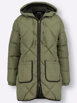 Jacken| Longjacke mit elastischen Bündchen khaki