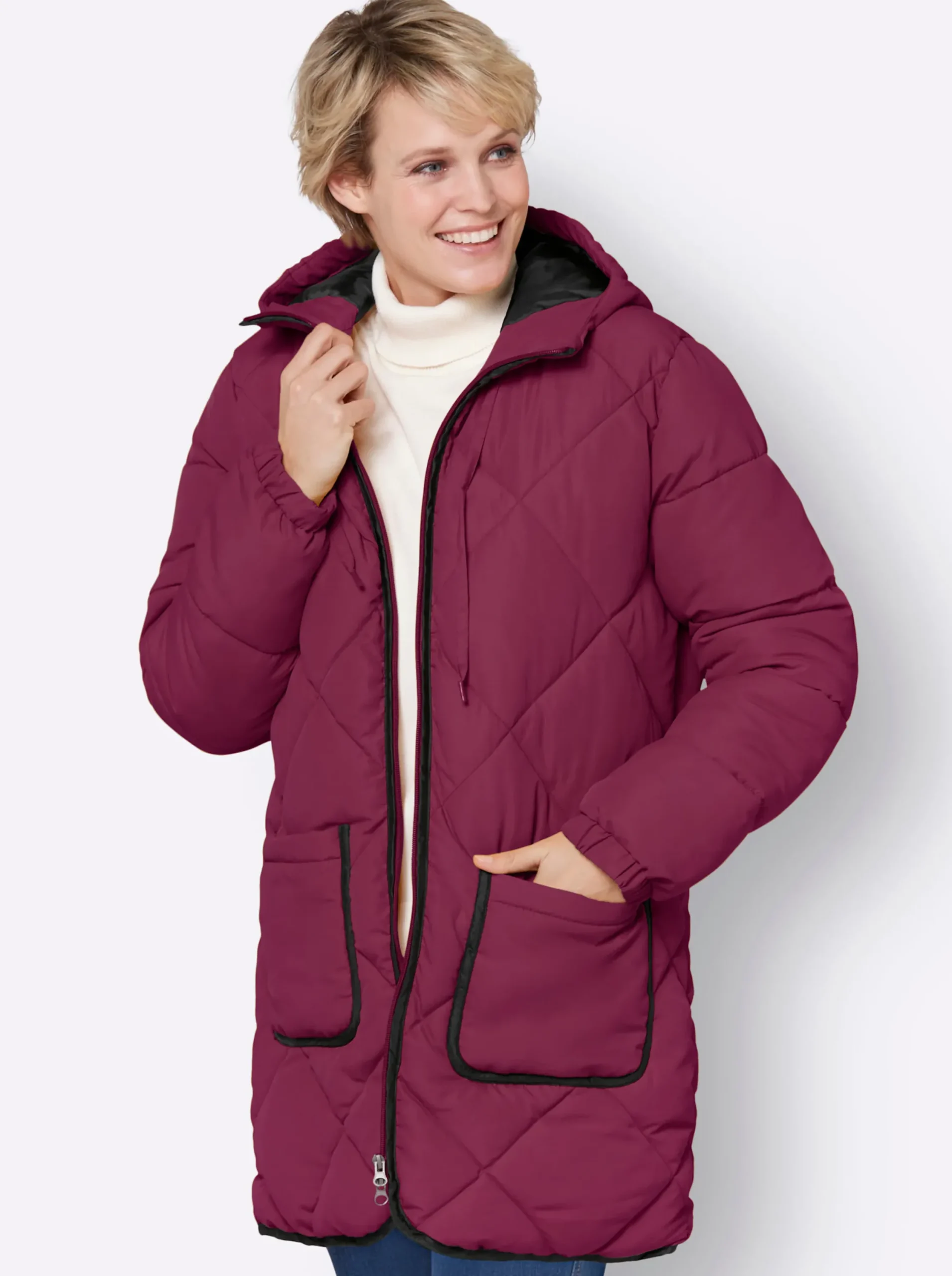 Jacken| Longjacke mit elastischen Bündchen malve