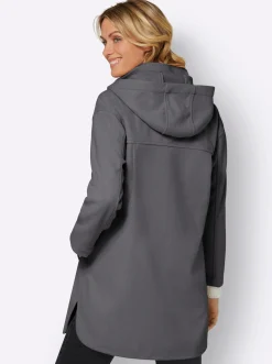 Jacken| Longjacke mit Kapuze und Seitenschlitzen anthrazit