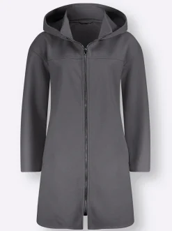 Jacken| Longjacke mit Kapuze und Seitenschlitzen anthrazit