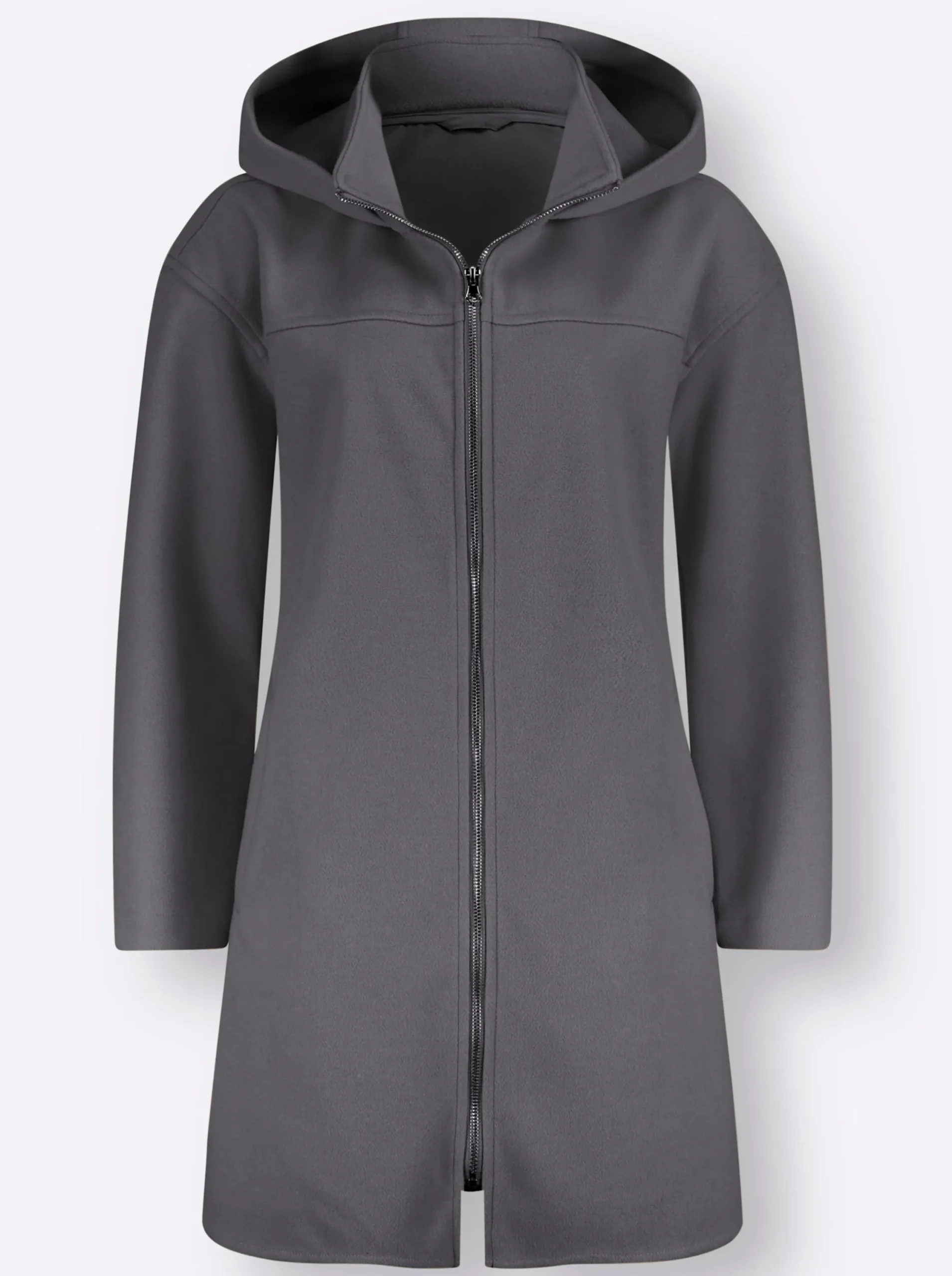 Jacken| Longjacke mit Kapuze und Seitenschlitzen anthrazit