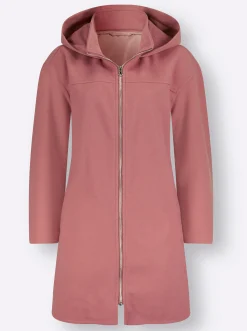Jacken| Longjacke mit Kapuze und Seitenschlitzen rosenholz