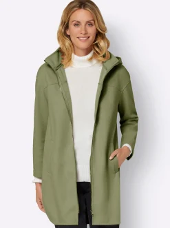 Jacken| Longjacke mit Kapuze und Seitenschlitzen schilf