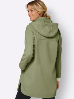 Jacken| Longjacke mit Kapuze und Seitenschlitzen schilf