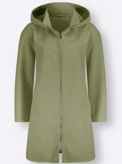 Jacken| Longjacke mit Kapuze und Seitenschlitzen schilf