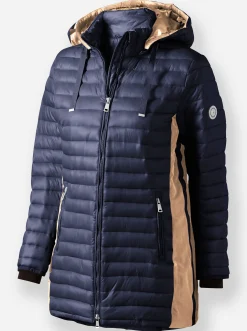 Jacken| Longjacke mit kontrastfarbenen Einsätzen marine