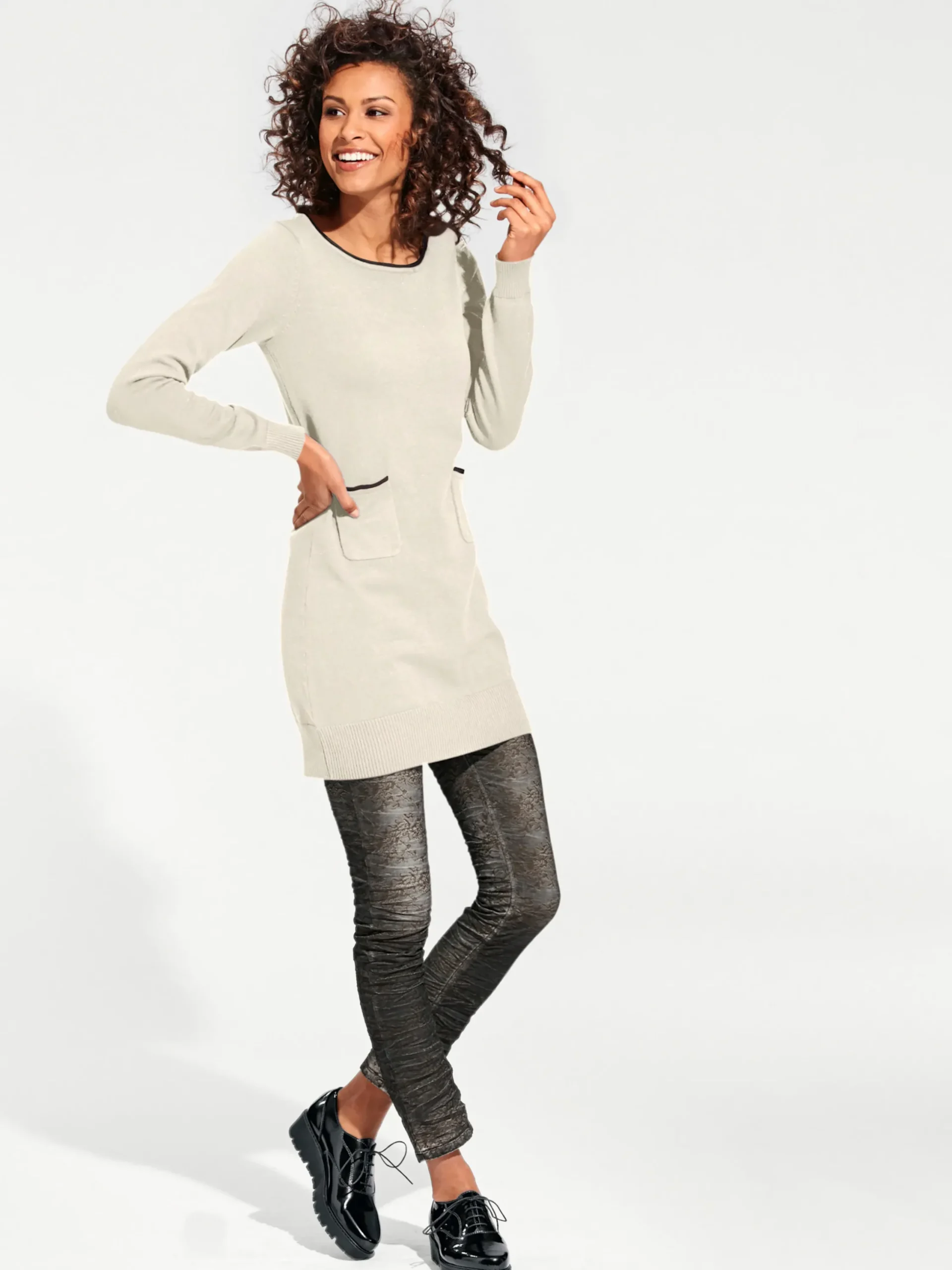 Pullover|heine Longpullover mit Cut-Outs hinten ecru