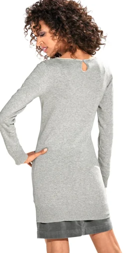Pullover|heine Longpullover mit Cut-Outs hinten grau-melange