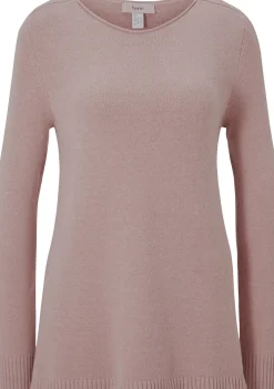 Pullover|heine Longpullover mit großzügigem Rundhals-Ausschnitt rosé