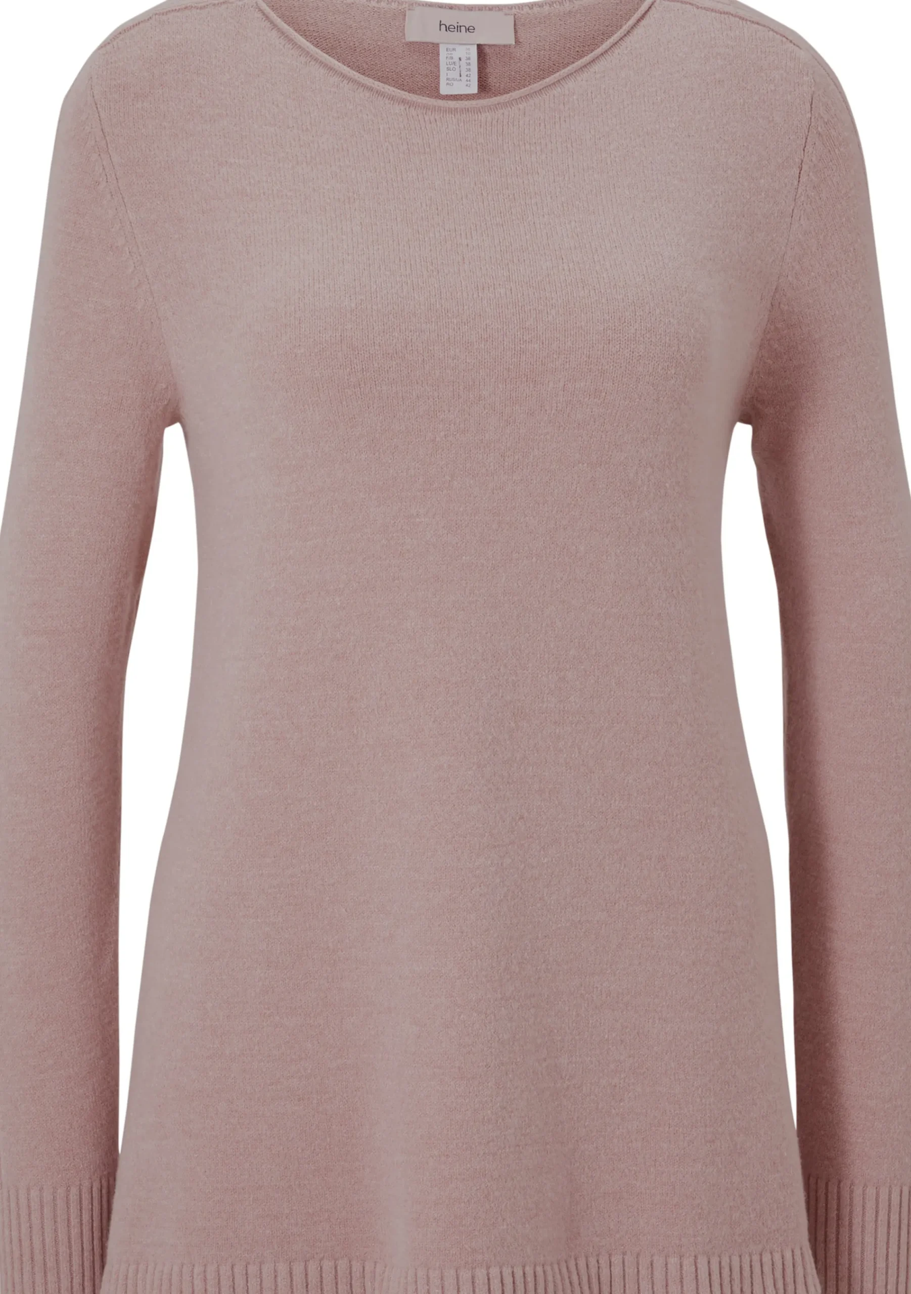 Pullover|heine Longpullover mit großzügigem Rundhals-Ausschnitt rosé
