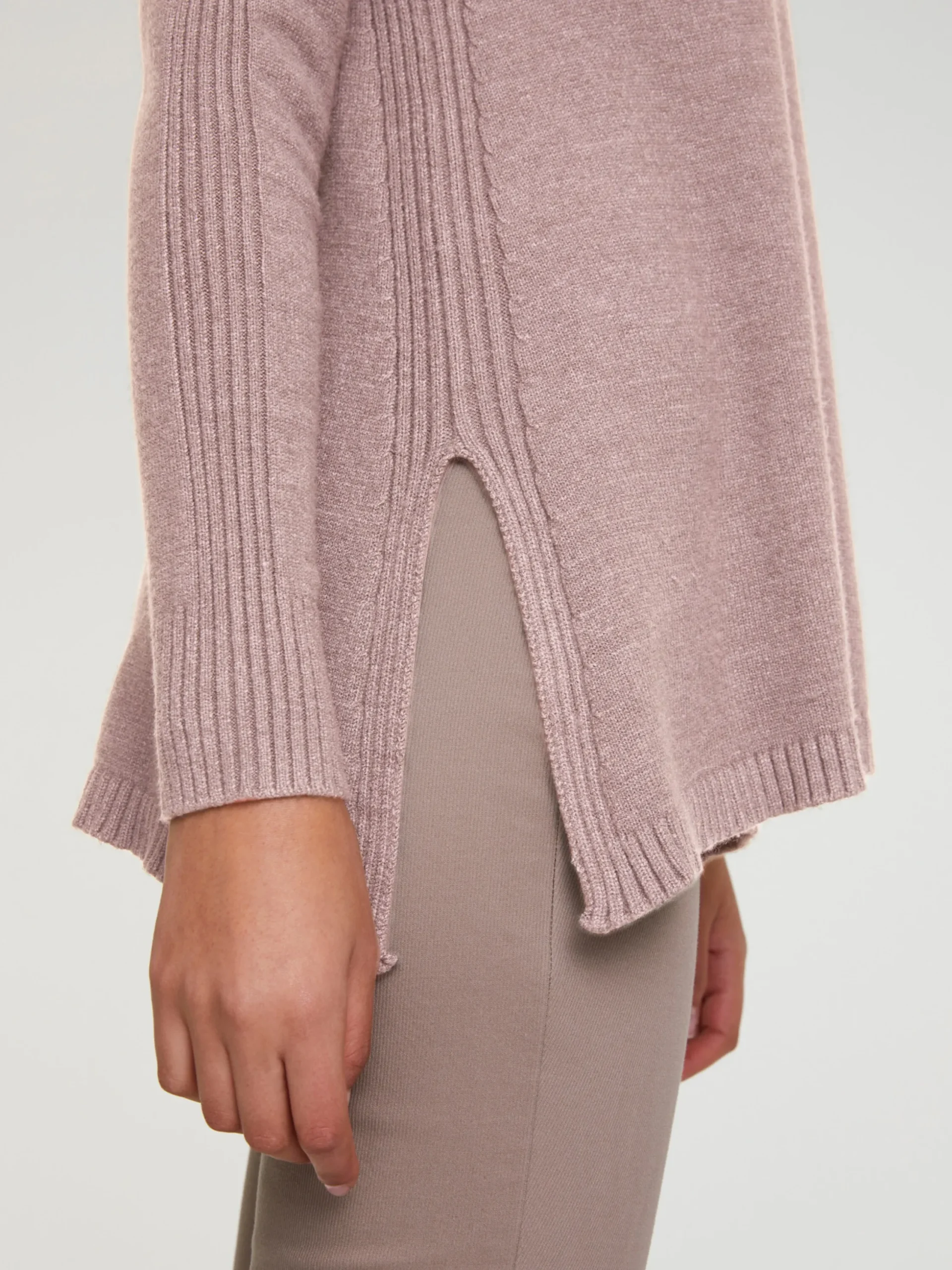Pullover|heine Longpullover mit großzügigem Rundhals-Ausschnitt rosé