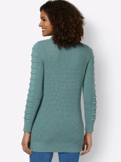 Pullover| Longpullover mit Struktur-Partien jade