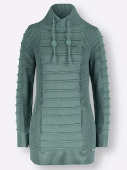 Pullover| Longpullover mit Struktur-Partien jade