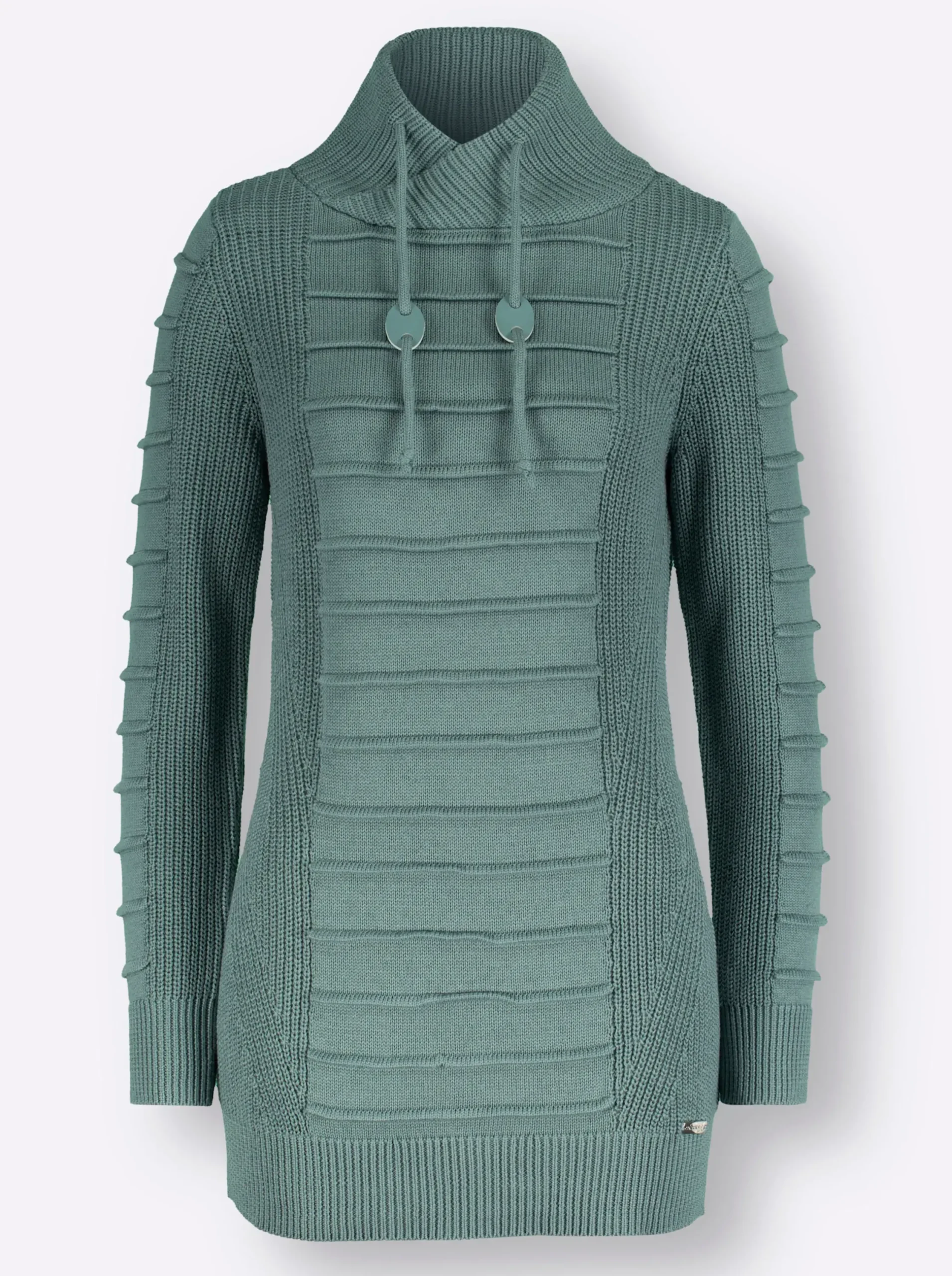 Pullover| Longpullover mit Struktur-Partien jade