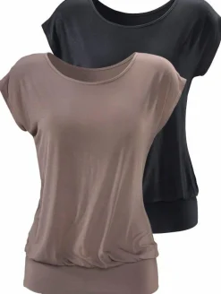 Shirts|LASCANA Longshirt taupe,schwarz