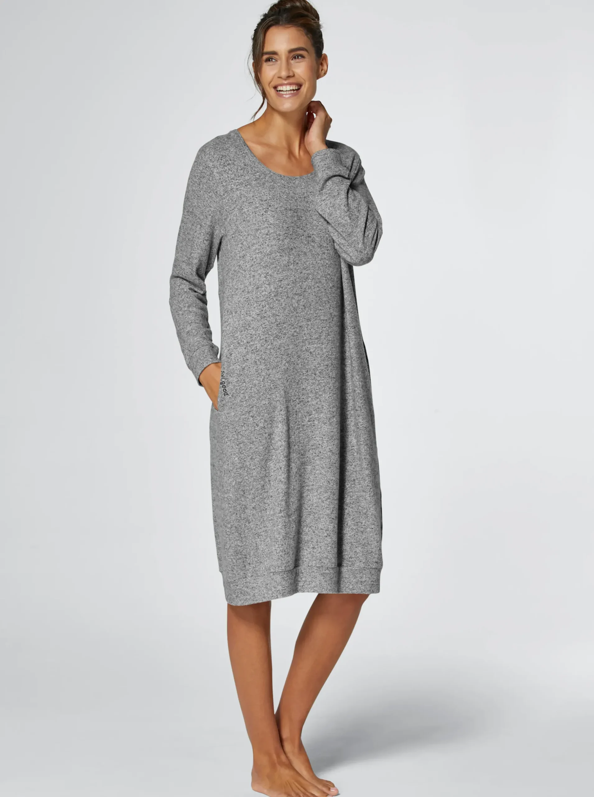 Homewear|Homewear|feel good Longshirt hellgrau-meliert