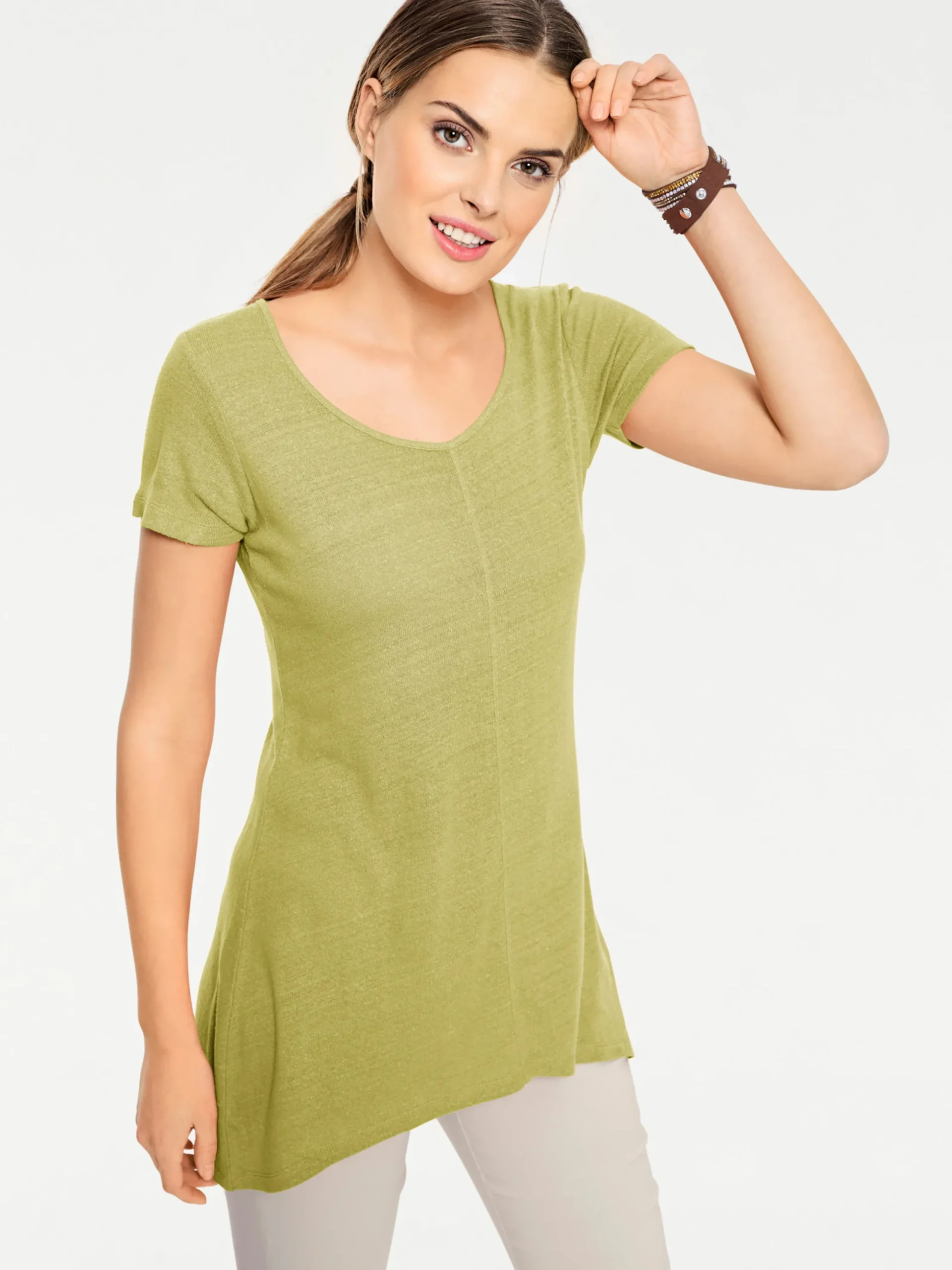 Basics|Shirts|heine Longshirt aus Bourette-Seide kiwi