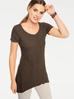 Strandmode|Basics|heine Longshirt aus Bourette-Seide braun