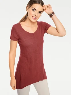 Strandmode|Basics|heine Longshirt aus Bourette-Seide rot