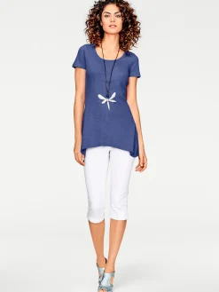 Basics|Shirts|heine Longshirt aus Bourette-Seide bleu