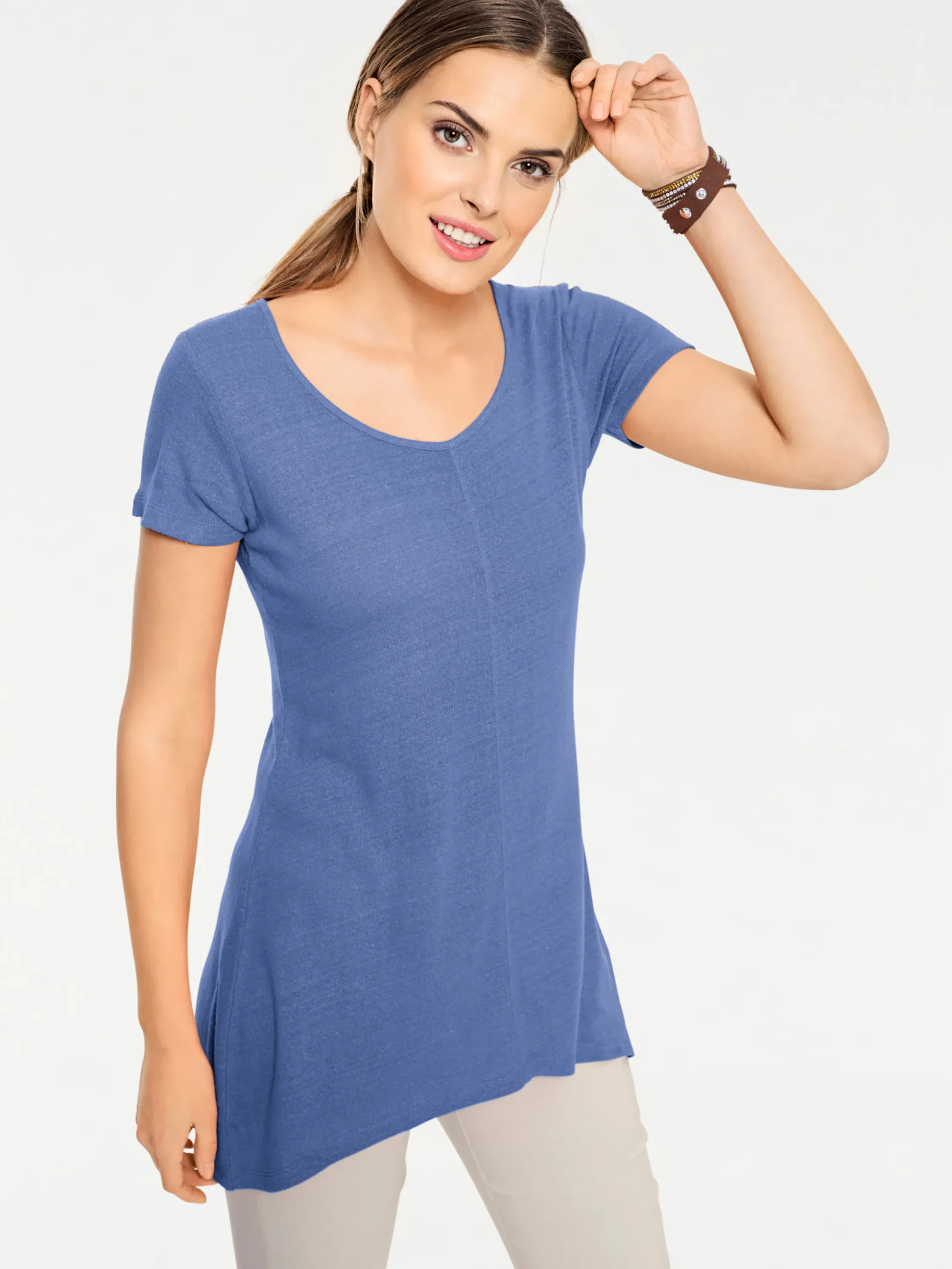 Basics|Shirts|heine Longshirt aus Bourette-Seide bleu
