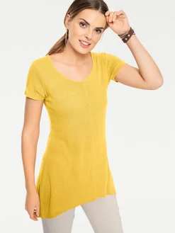 Basics|Shirts|heine Longshirt aus Bourette-Seide gelb