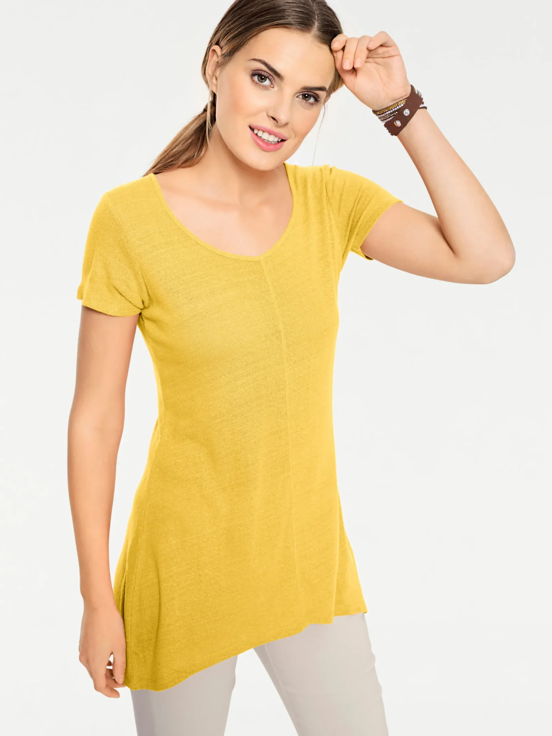 Basics|Shirts|heine Longshirt aus Bourette-Seide gelb
