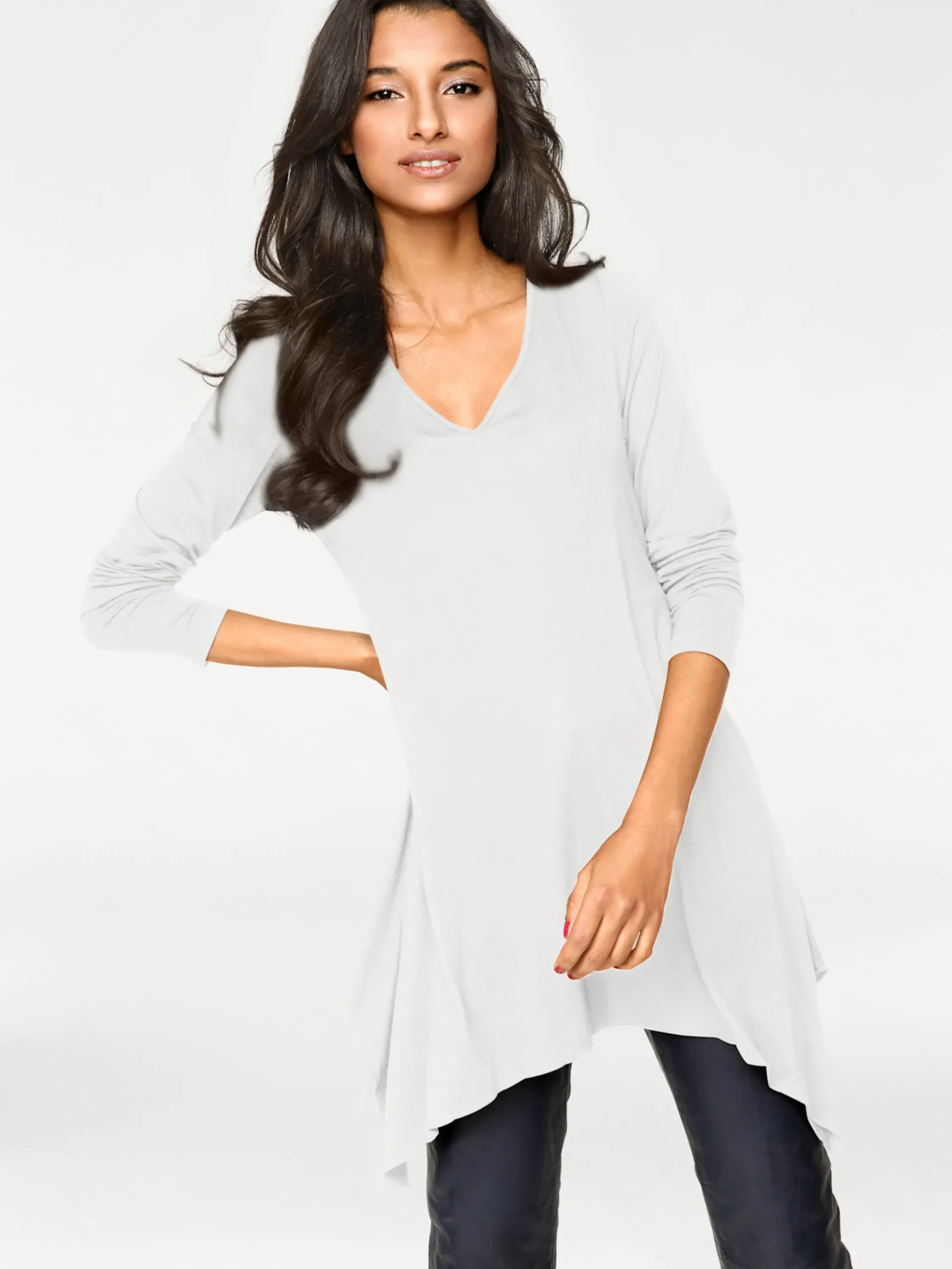 Shirts|heine Longshirt im Zipfel-Look offwhite