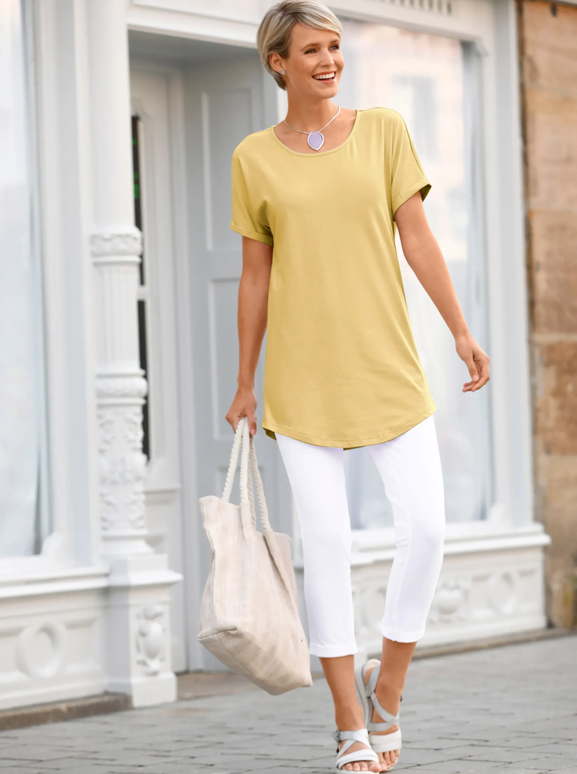 Shirts| Longshirt in Pikee-Qualität zitrone