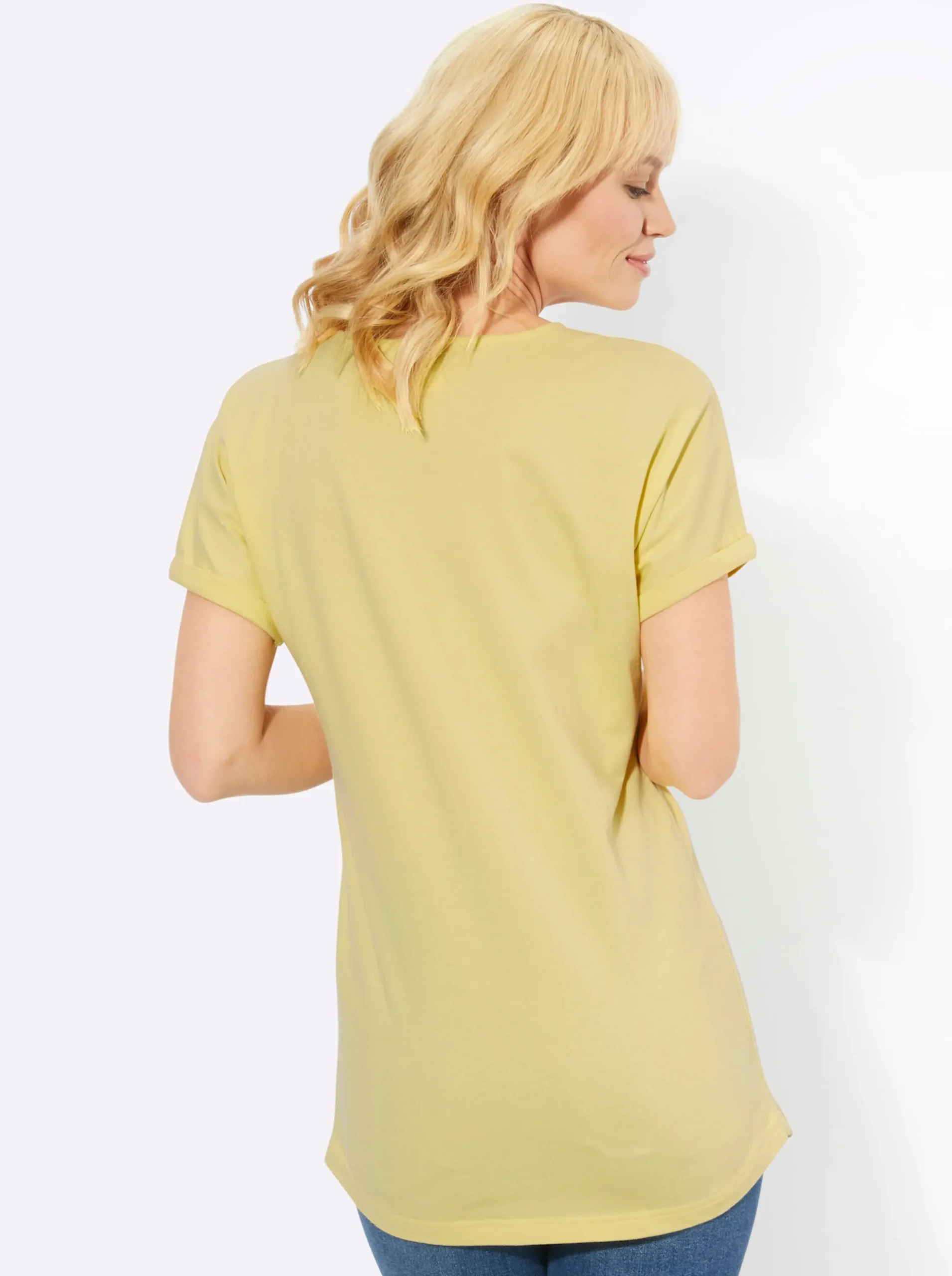 Shirts| Longshirt in Pikee-Qualität zitrone