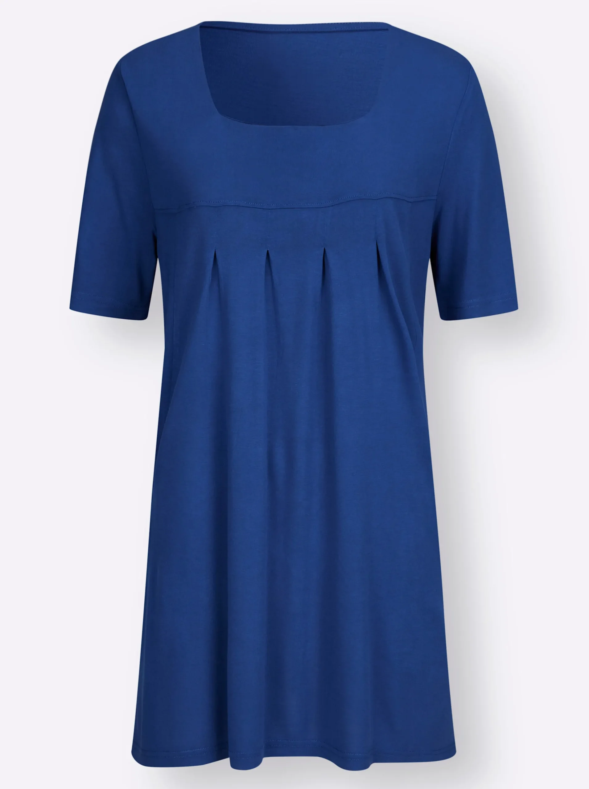 Shirts| Longshirt mit Karree-Ausschnitt royalblau