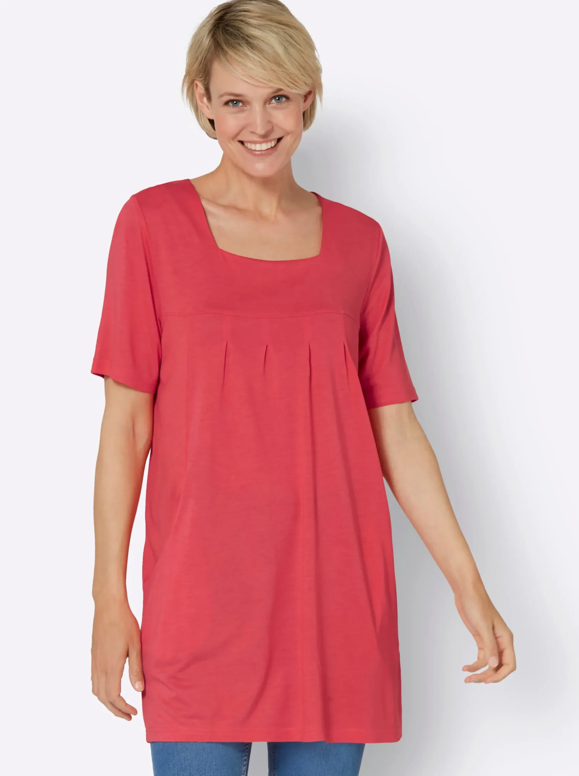 Shirts| Longshirt mit Karree-Ausschnitt hummer