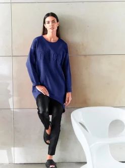 Shirts|heine Longshirt mit Prägung royalblau