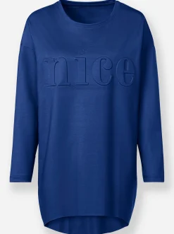 Shirts|heine Longshirt mit Prägung royalblau