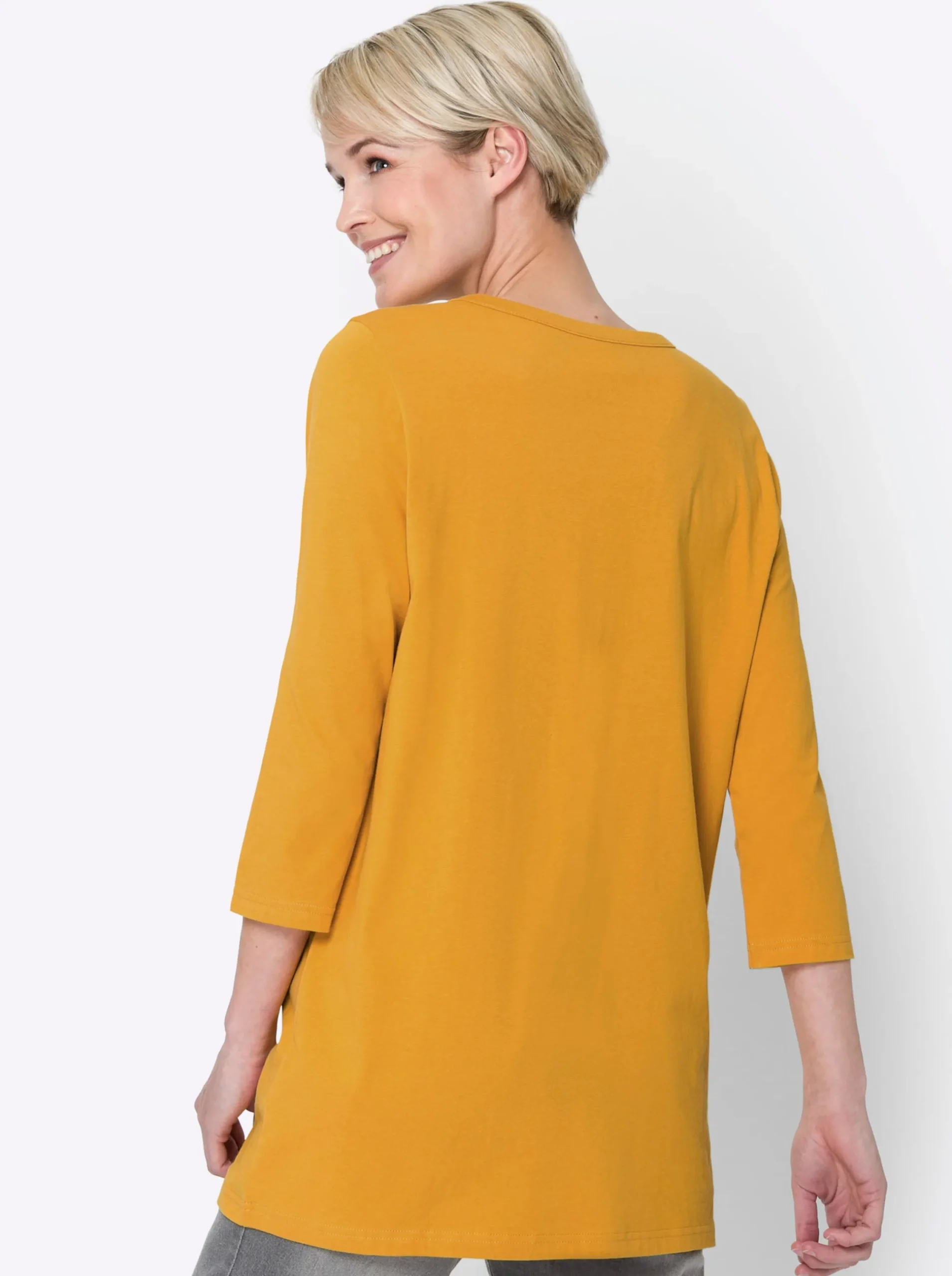 Shirts| Longshirt mit 3/4-Ärmel ocker