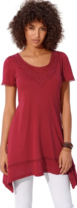 Shirts|heine Longshirt mit Zipfelsaum karminrot