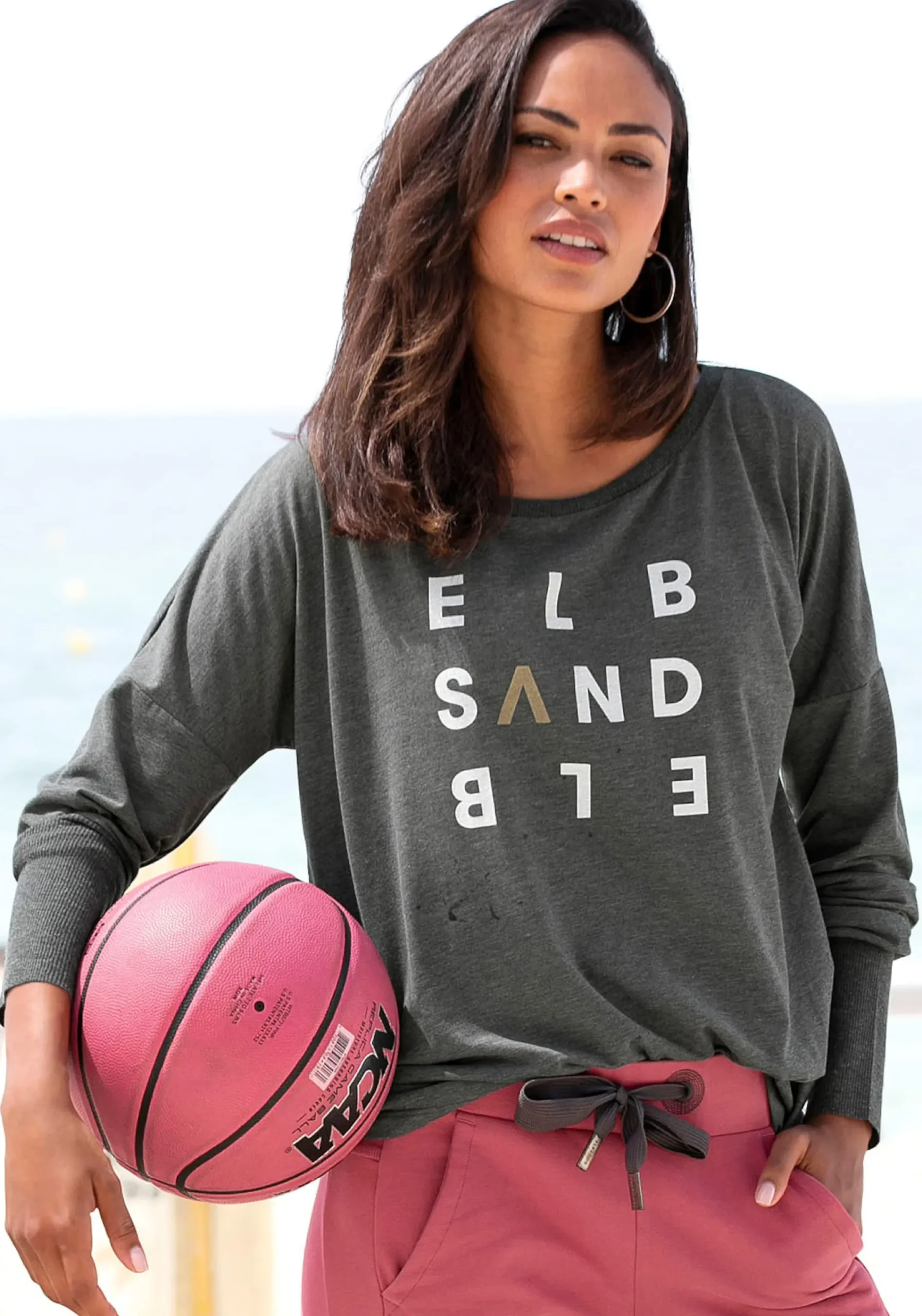 Strandmode|Elbsand Longsleeve anthrazitmeliert