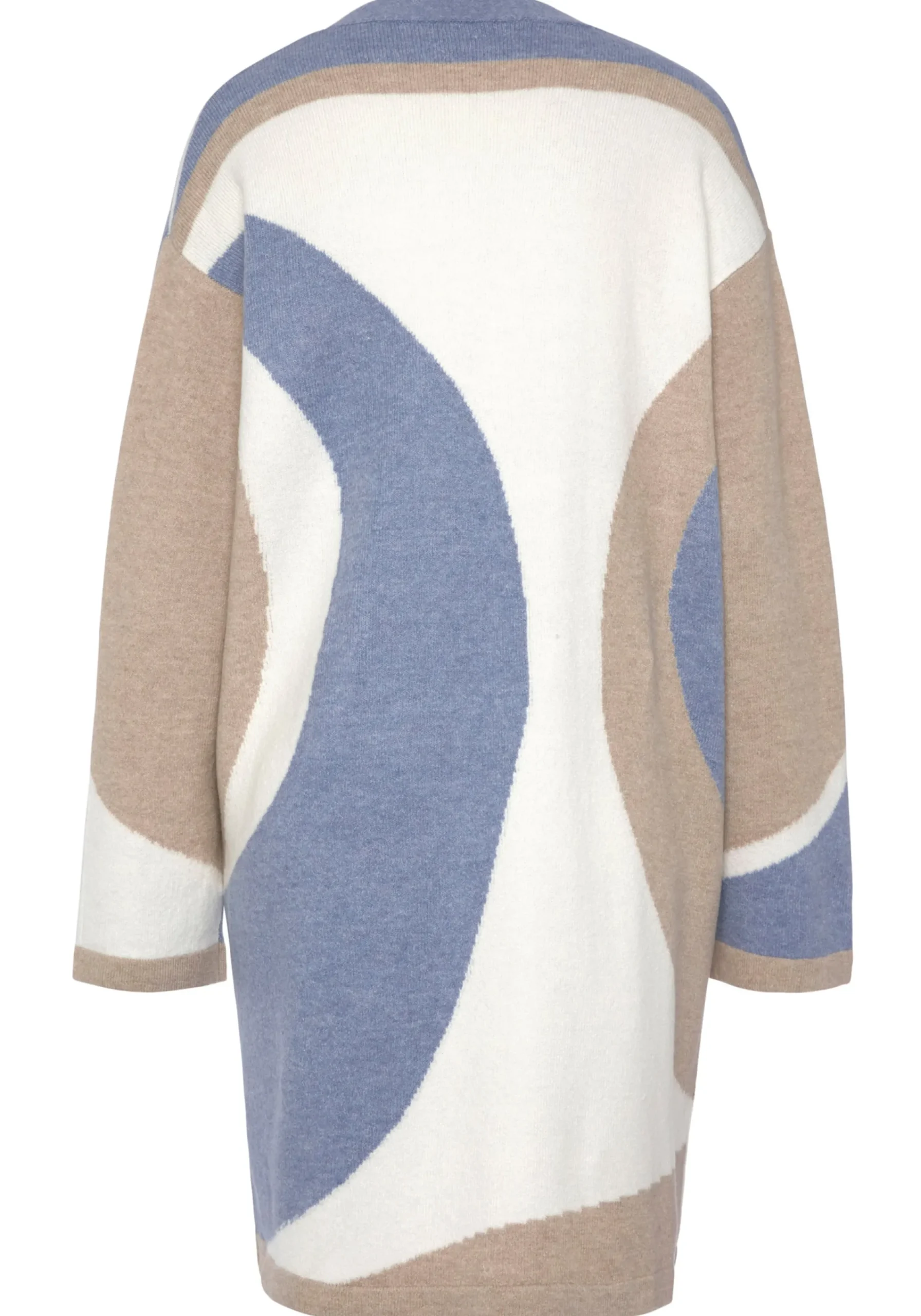 Strickjacken|LASCANA Longstrickjacke creme-beige-blau