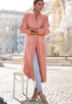 Strickjacken|LASCANA Longstrickjacke mauvemeliert