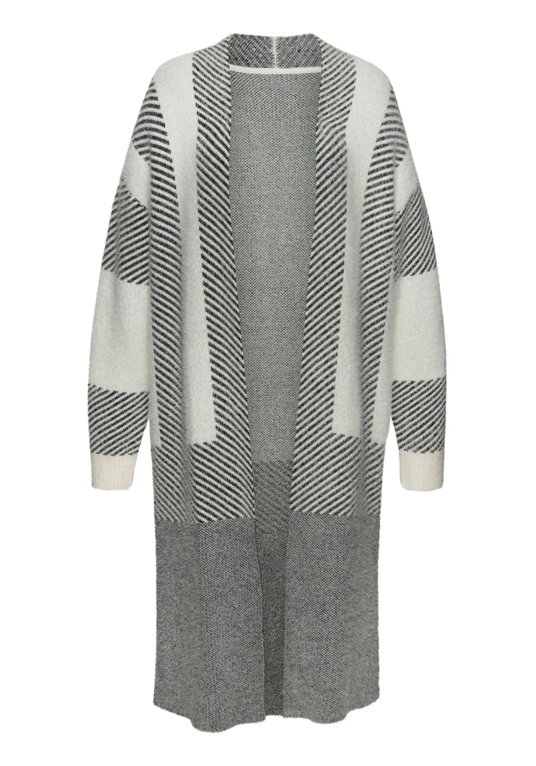 Strickjacken|LASCANA Longstrickjacke creme-schwarz