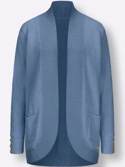 Strickjacken| Longstrickjacke mittelblau