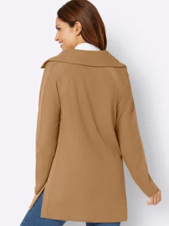 Strickjacken| Longstrickjacke mit Glitzersteinchen camel