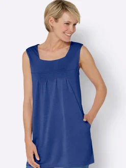 Shirts| Longtop mit Kellerfalte vorne royalblau