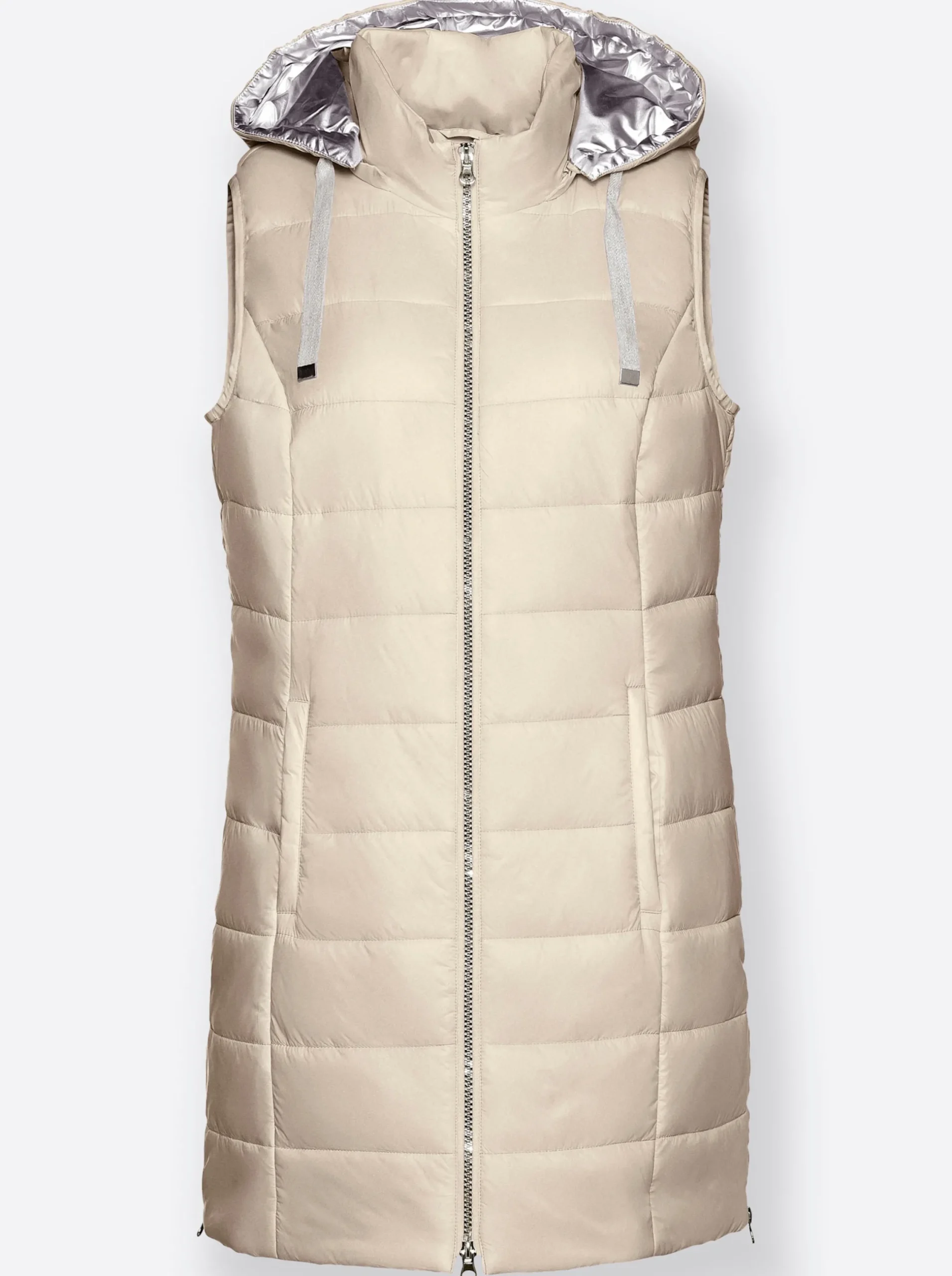 Jacken| Longweste mit seitlichen Reißverschlüssen sand