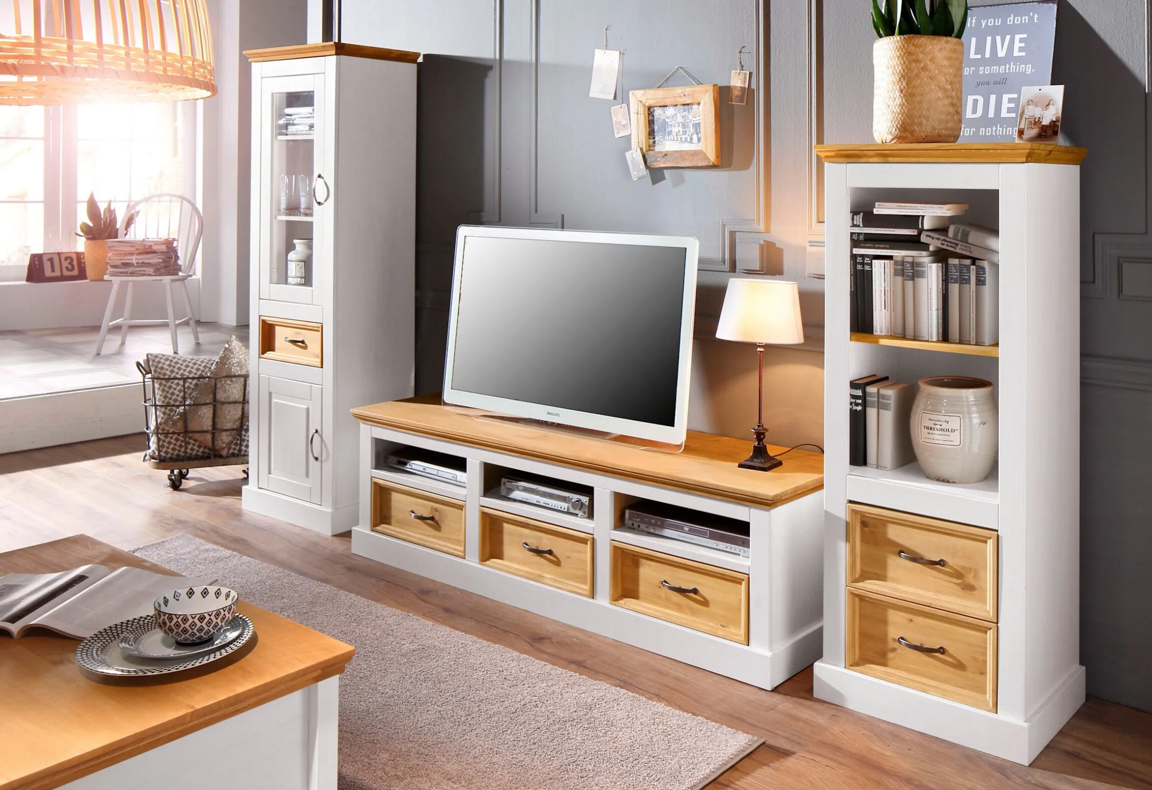 Side- & Highboards|Home affaire Lowboard weiß/natur