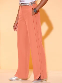 Hosen| Marlene-Hose mit Schlitz am Saum papaya